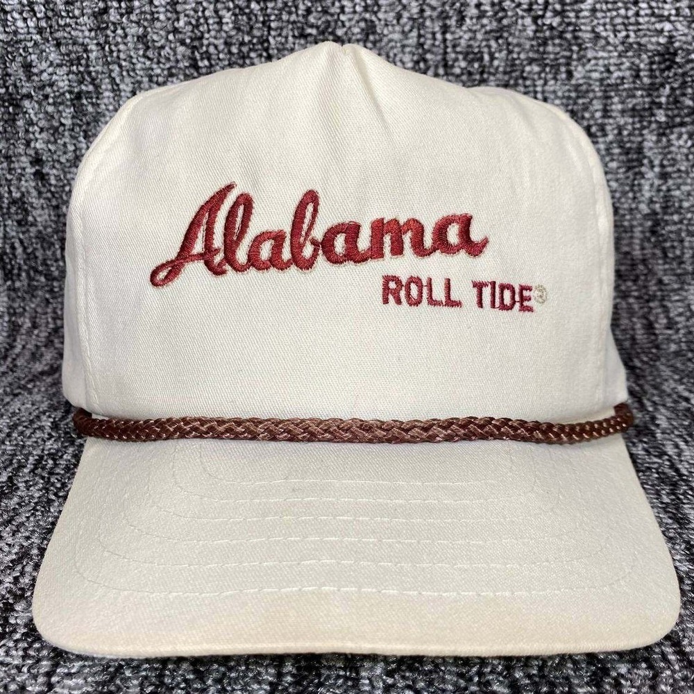 Alabama Roll Tide Hat Mens OSFA White Vintage Rope Snapback Cap
